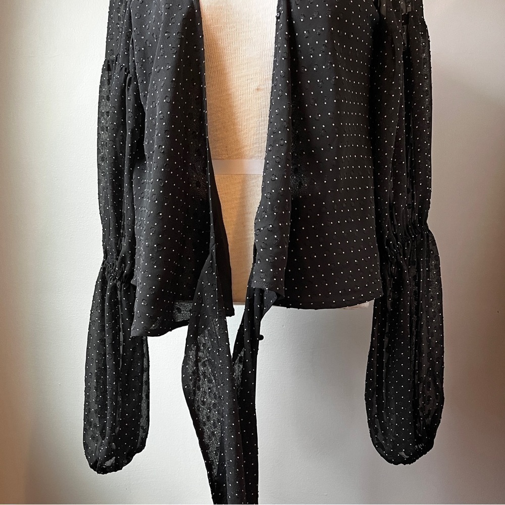 Club Monaco Darlana Wrap Blouse Black Polka Dot - Picture 11 of 14